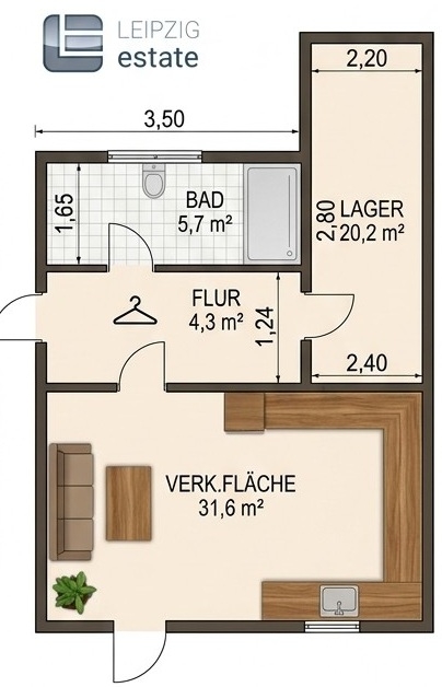 Grundrissskizze EG Laden