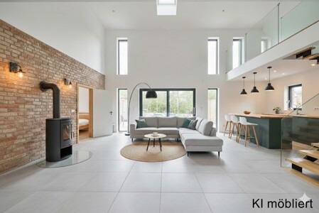 Wohnzimmer mit Küche - KI