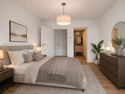 Visualisierung Schlafzimmer mit Ankleide 