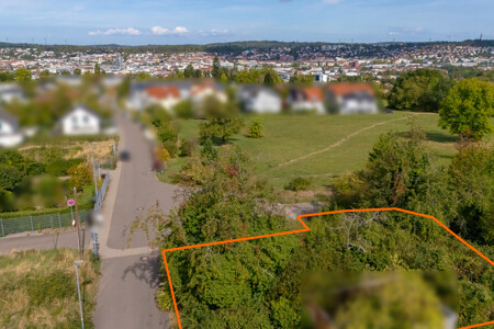 Luftansicht mit grober Flurstücksmarkierung