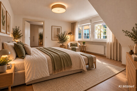 Schlafzimmer - digital möbliert (KI)