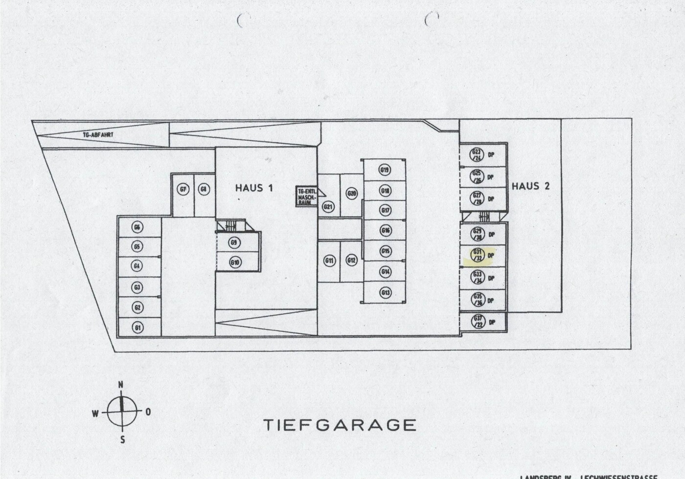 Grundriss Tiefgarage