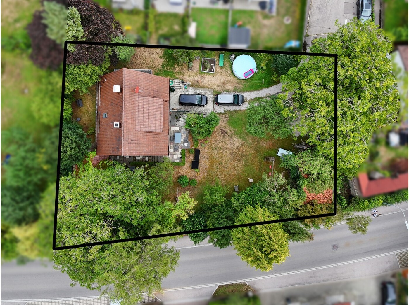Vogelperspektive markiert